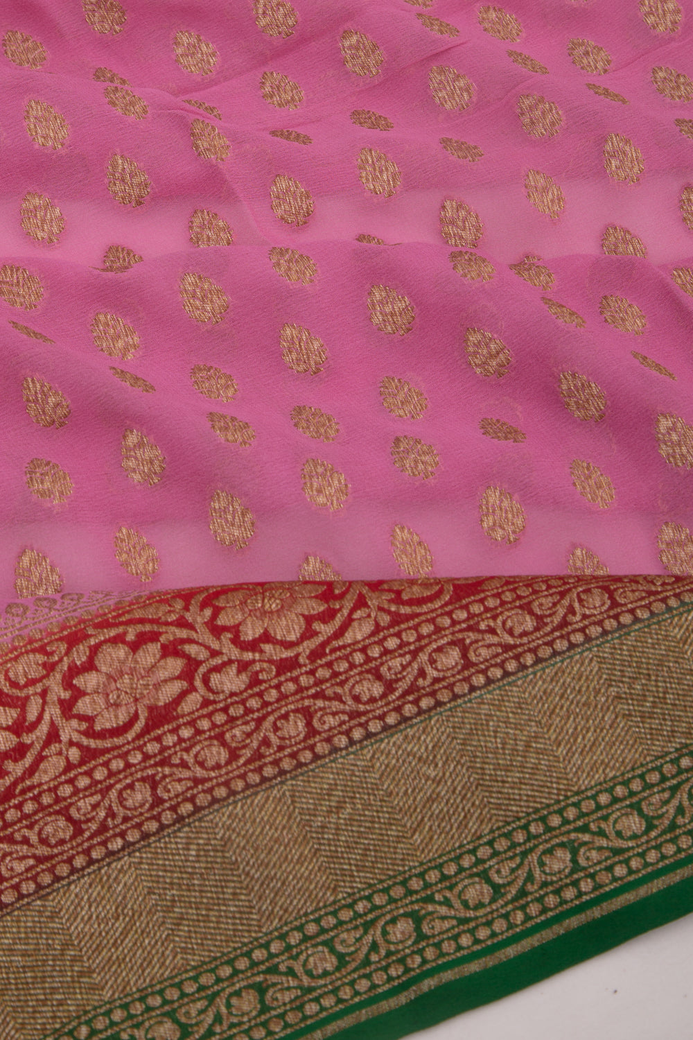 Banarasi Georgette Brocade Baby Pink Saree