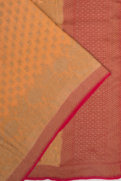 Banarasi Georgette Brocade Pastel Orange Saree