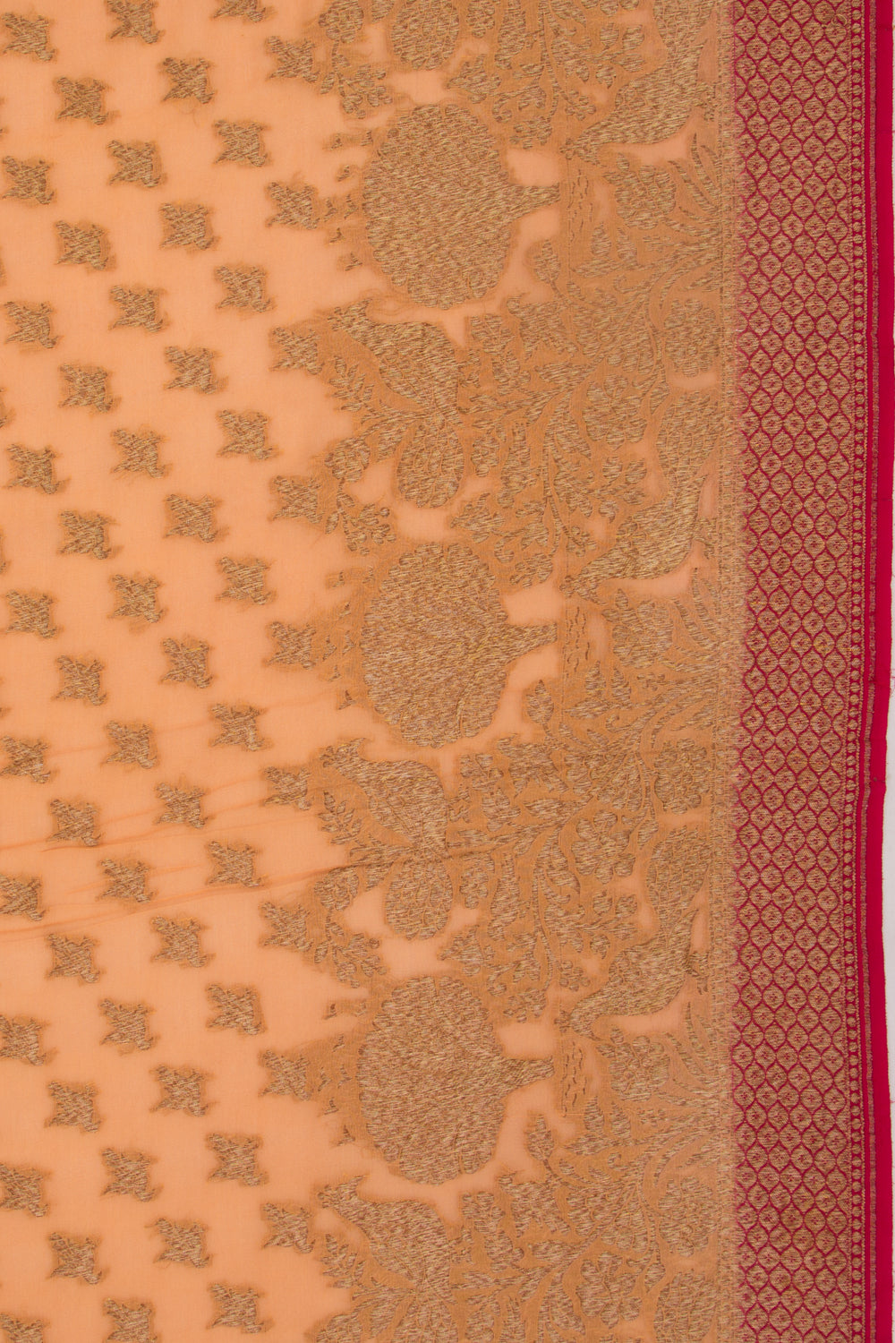 Banarasi Georgette Brocade Pastel Orange Saree