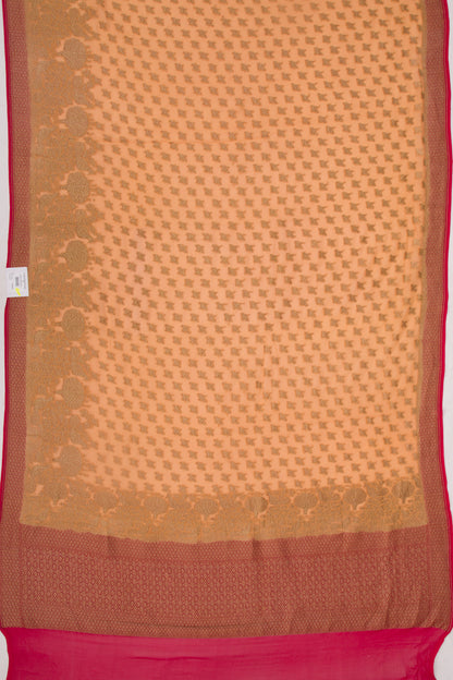 Banarasi Georgette Brocade Pastel Orange Saree