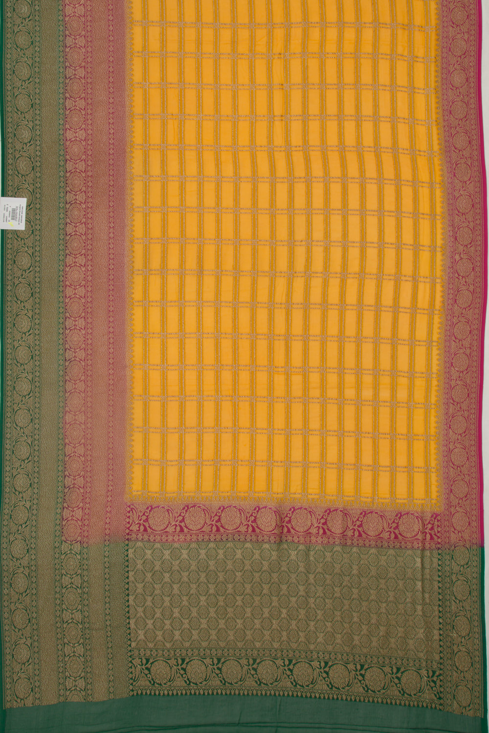 Banarasi Georgette Checks Yellow Saree