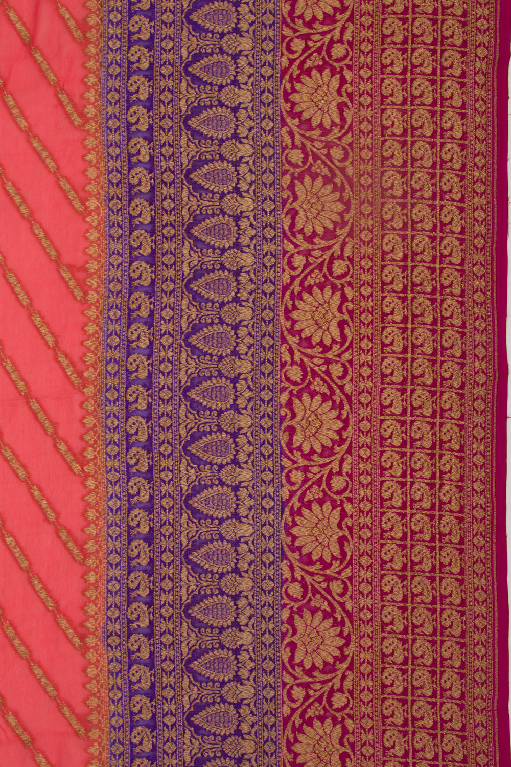 Banarasi Georgette Diagonal Lines Pink Saree