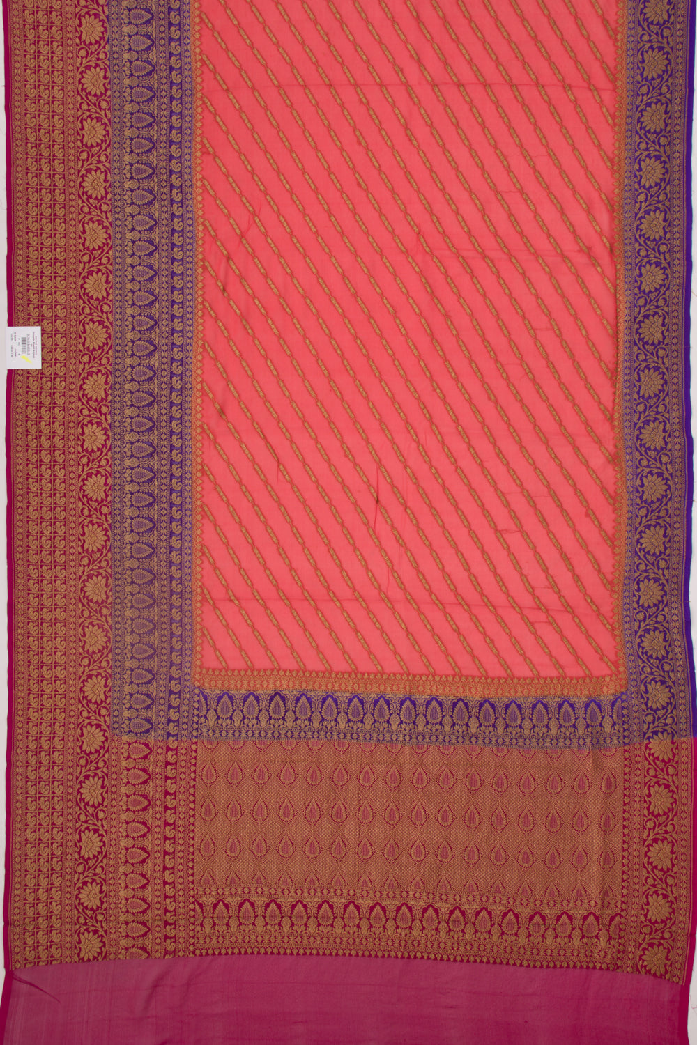 Banarasi Georgette Diagonal Lines Pink Saree