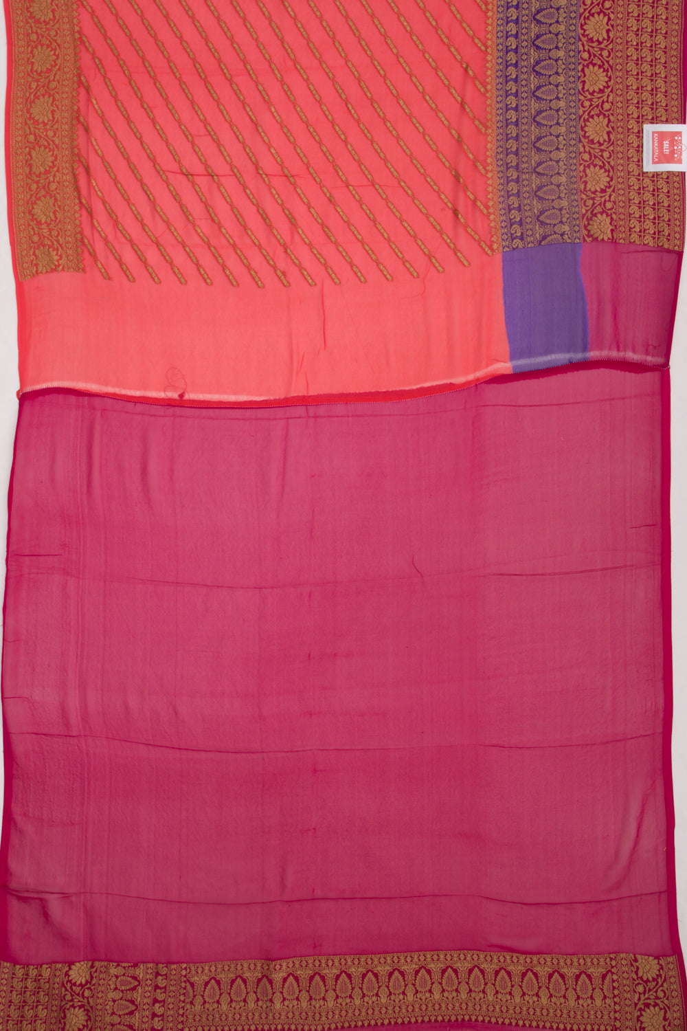 Banarasi Georgette Diagonal Lines Pink Saree