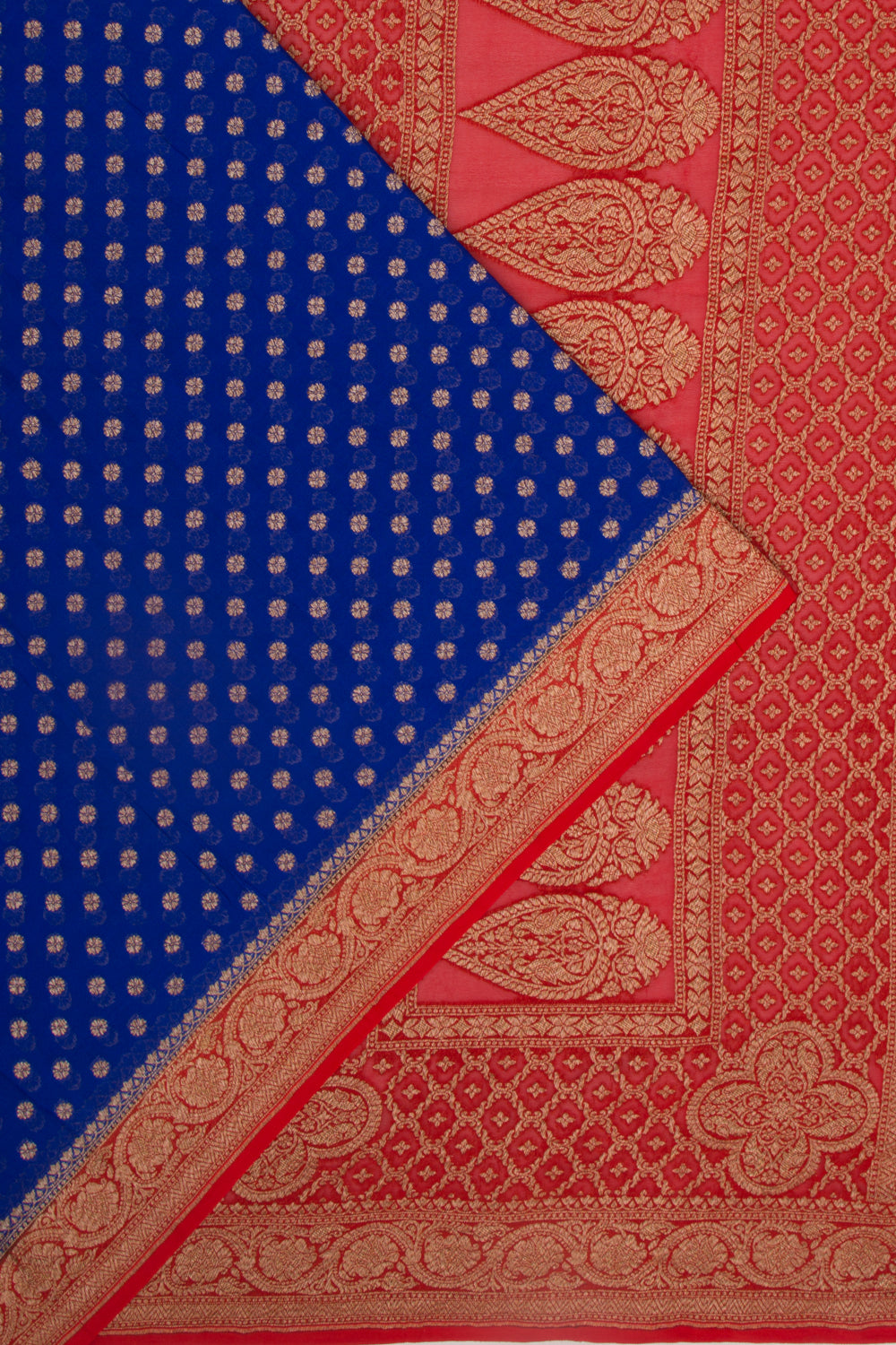 Banarasi Georgette Brocade Royal Blue Saree