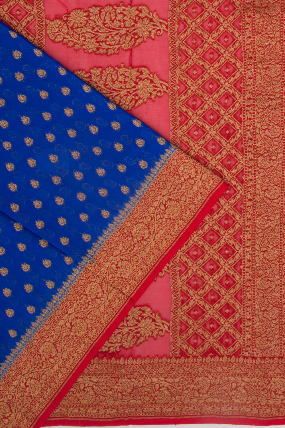 Banarasi Georgette Brocade Royal Blue Saree