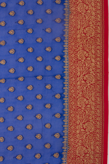 Banarasi Georgette Brocade Royal Blue Saree