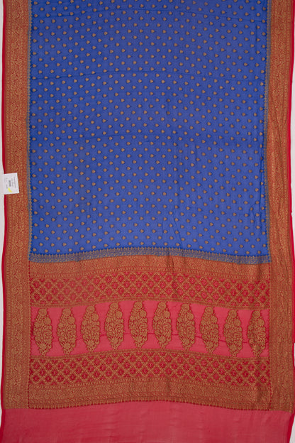 Banarasi Georgette Brocade Royal Blue Saree