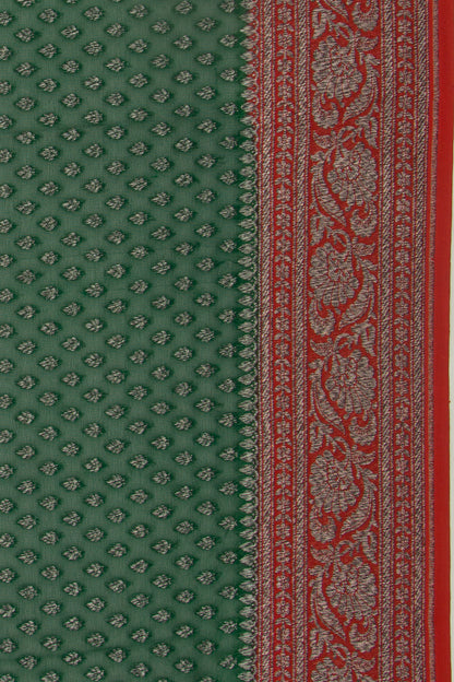 Banarasi Georgette Brocade Dark Green Saree