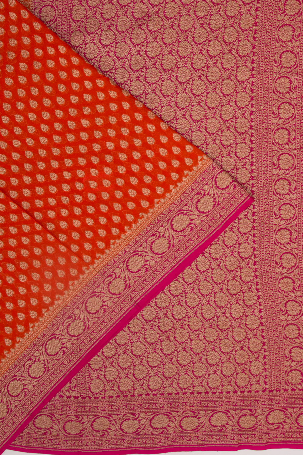 Banarasi Georgette Brocade Orange Saree