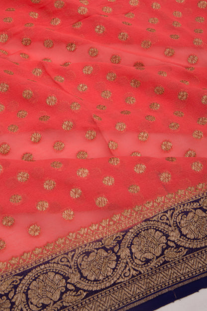 Banarasi Georgette Brocade Orange Saree