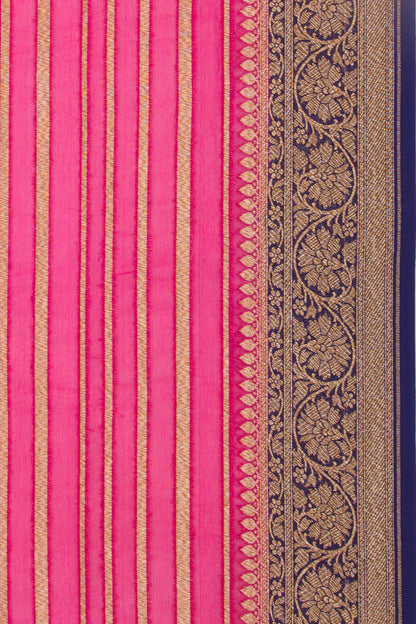 Banarasi Georgette Horizontal Lines Pink Saree