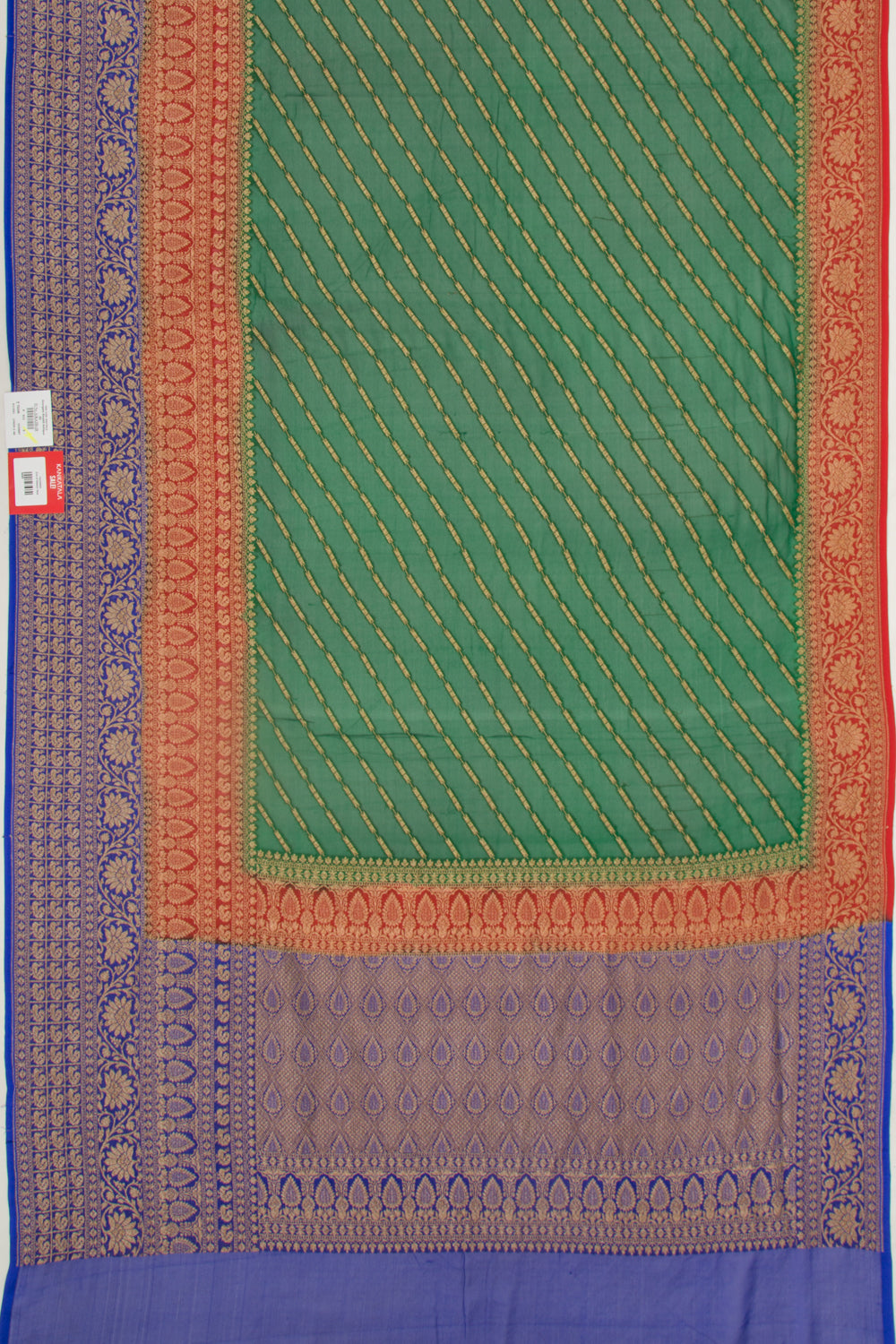 Banarasi Georgette Diagonal Lines Green Saree