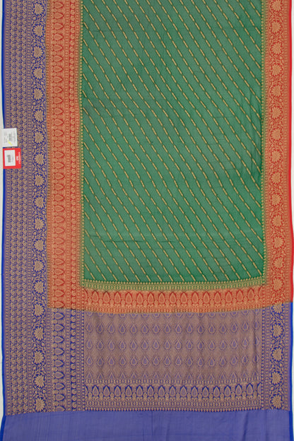 Banarasi Georgette Diagonal Lines Green Saree