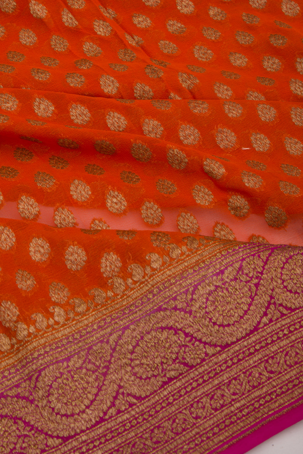 Banarasi Georgette Brocade Orange Saree