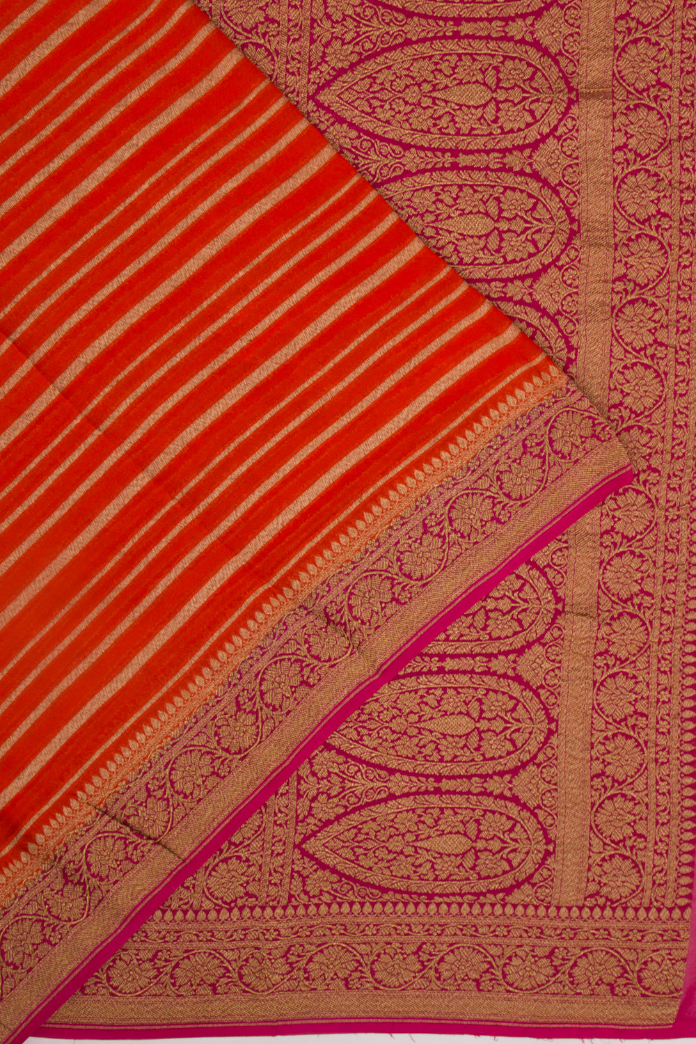 Banarasi Georgette Horizontal Lines Orange Saree