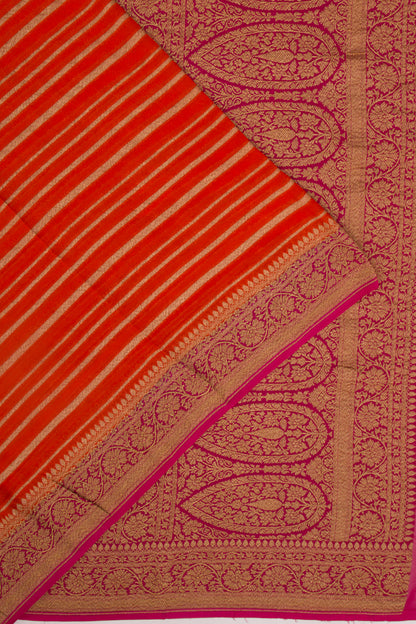 Banarasi Georgette Horizontal Lines Orange Saree