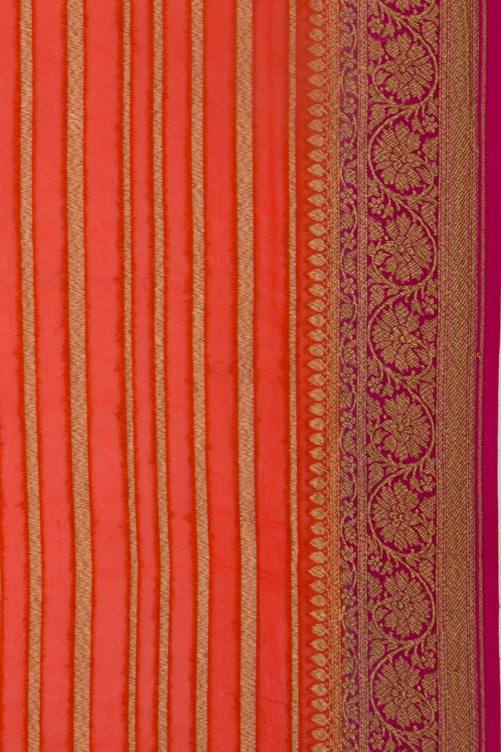 Banarasi Georgette Horizontal Lines Orange Saree