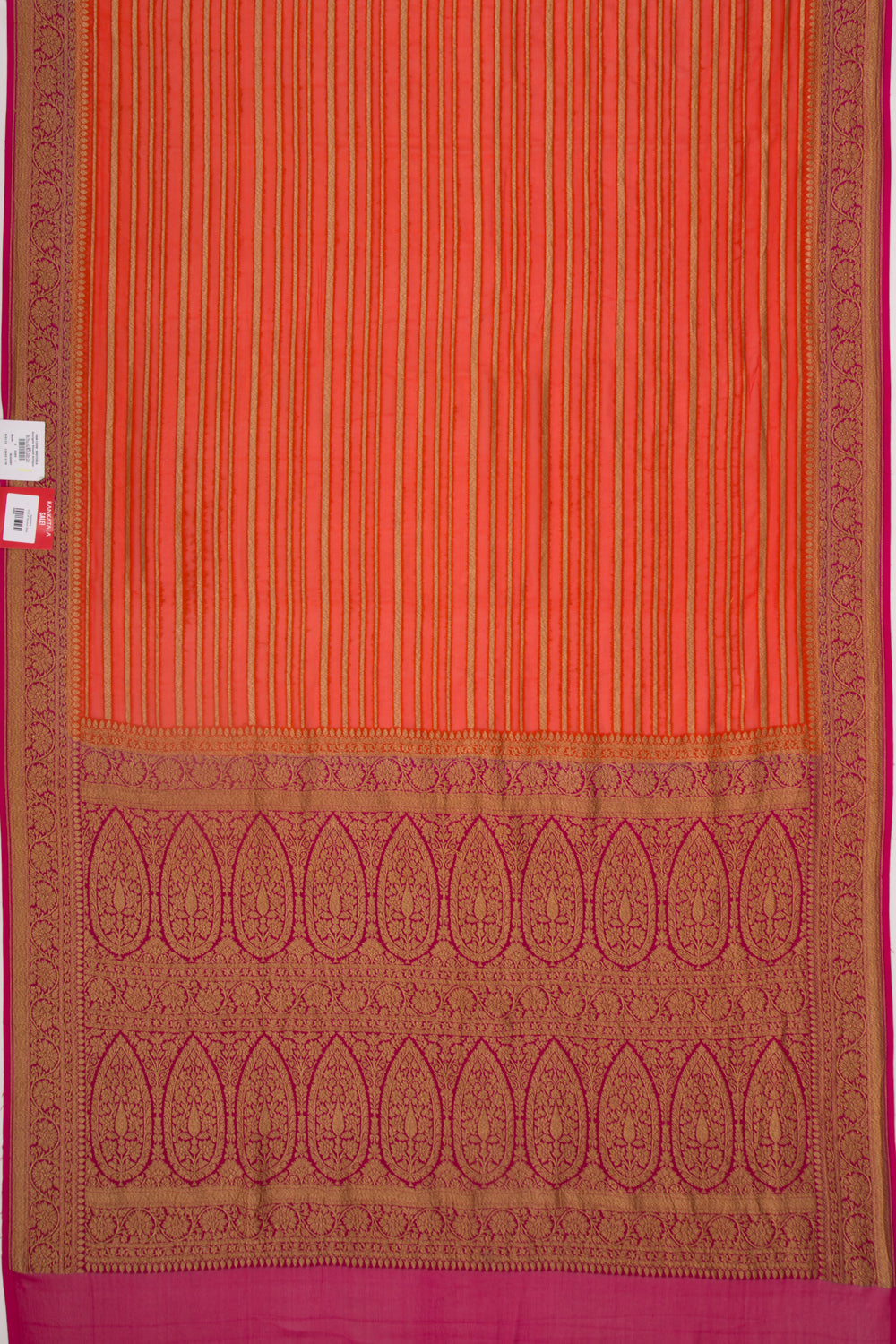 Banarasi Georgette Horizontal Lines Orange Saree