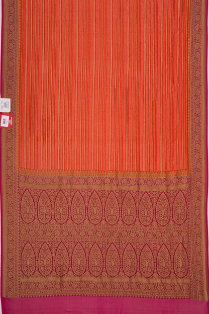 Banarasi Georgette Horizontal Lines Orange Saree