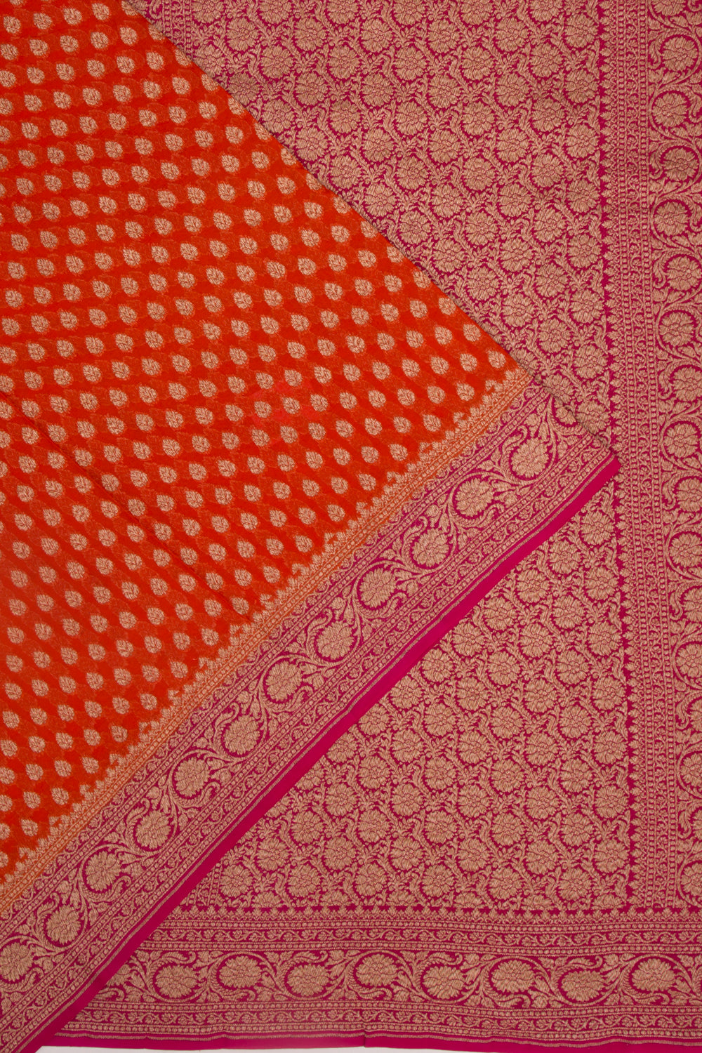 Banarasi Georgette Brocade Orange Saree