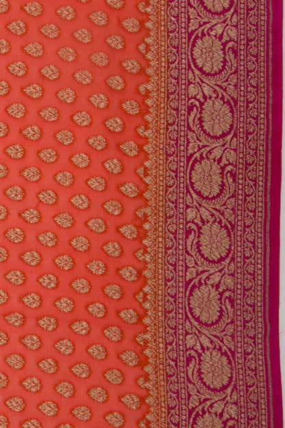 Banarasi Georgette Brocade Orange Saree