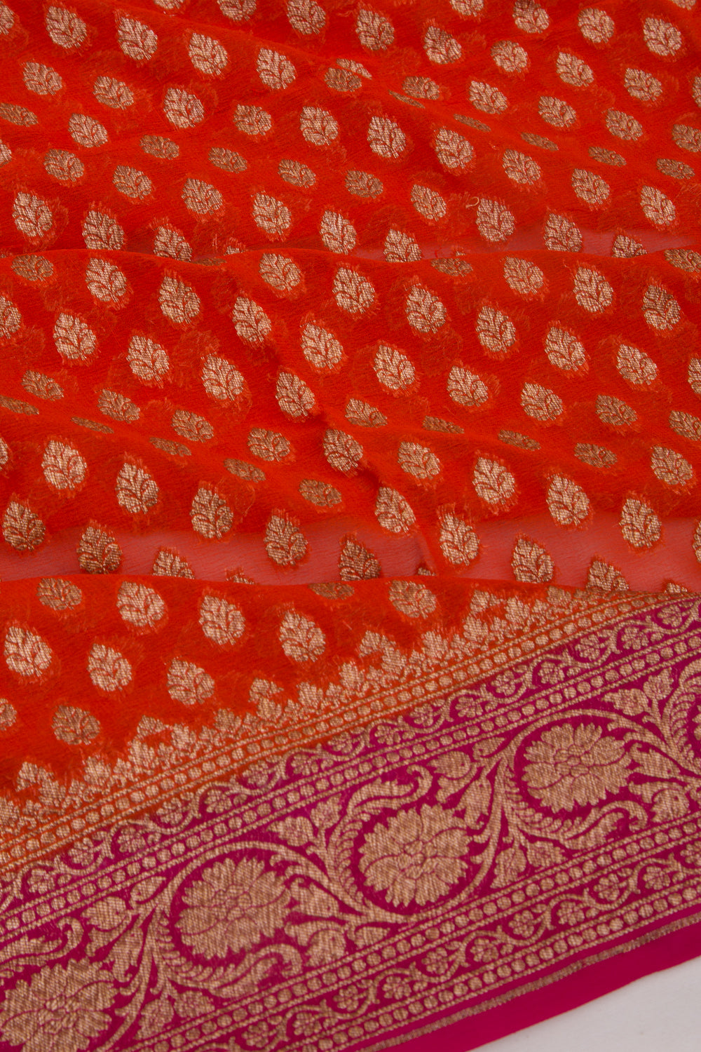 Banarasi Georgette Brocade Orange Saree