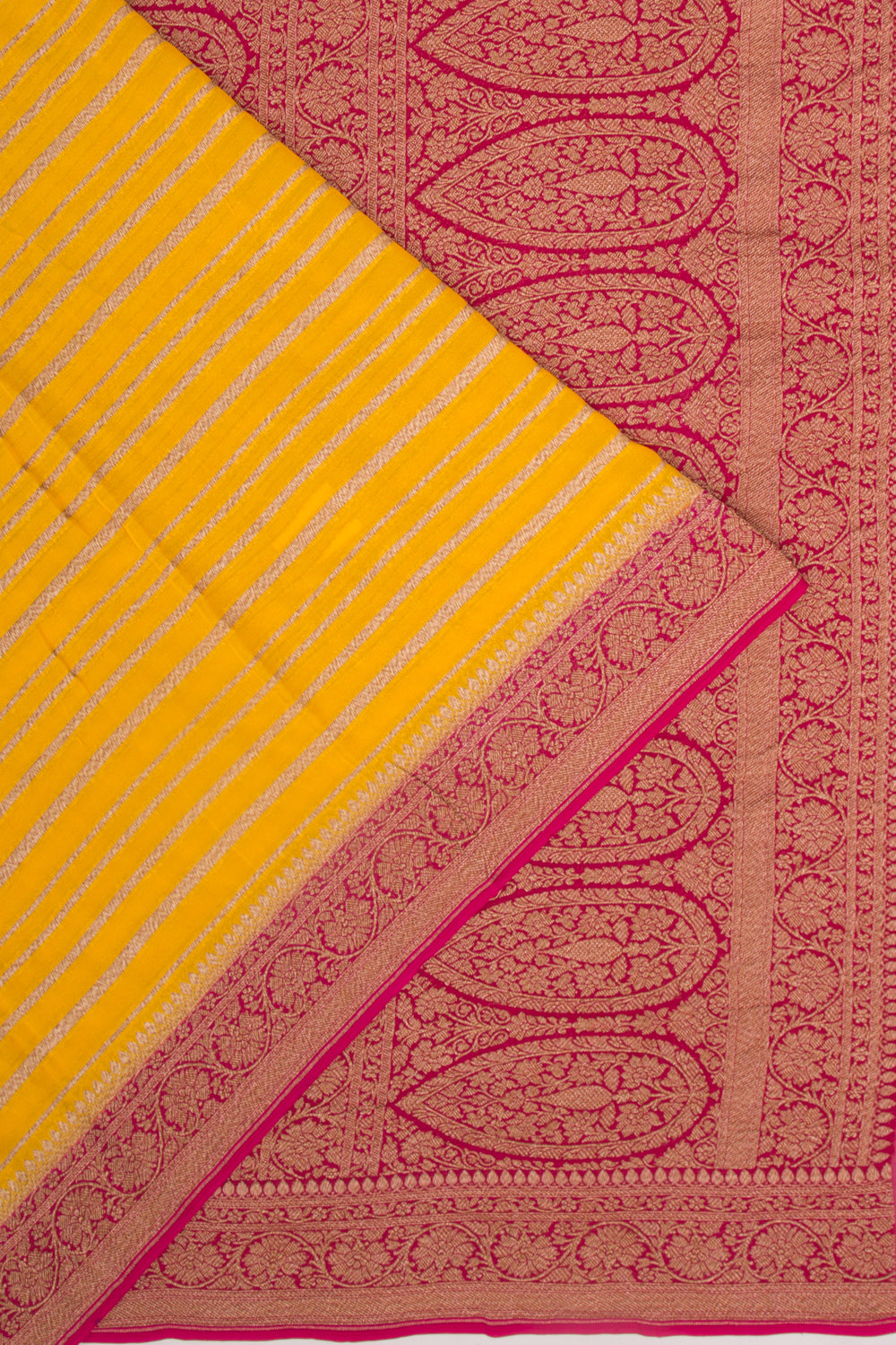 Banarasi Georgette Horizontal Lines Yellow Saree