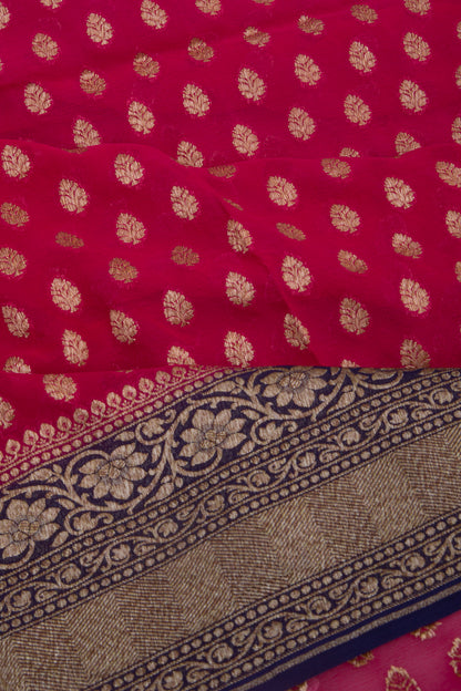 Banarasi Georgette Brocade Pink Saree