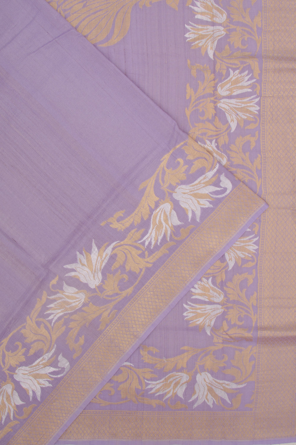 Banarasi Tussar Georgette Plain Lavender Saree