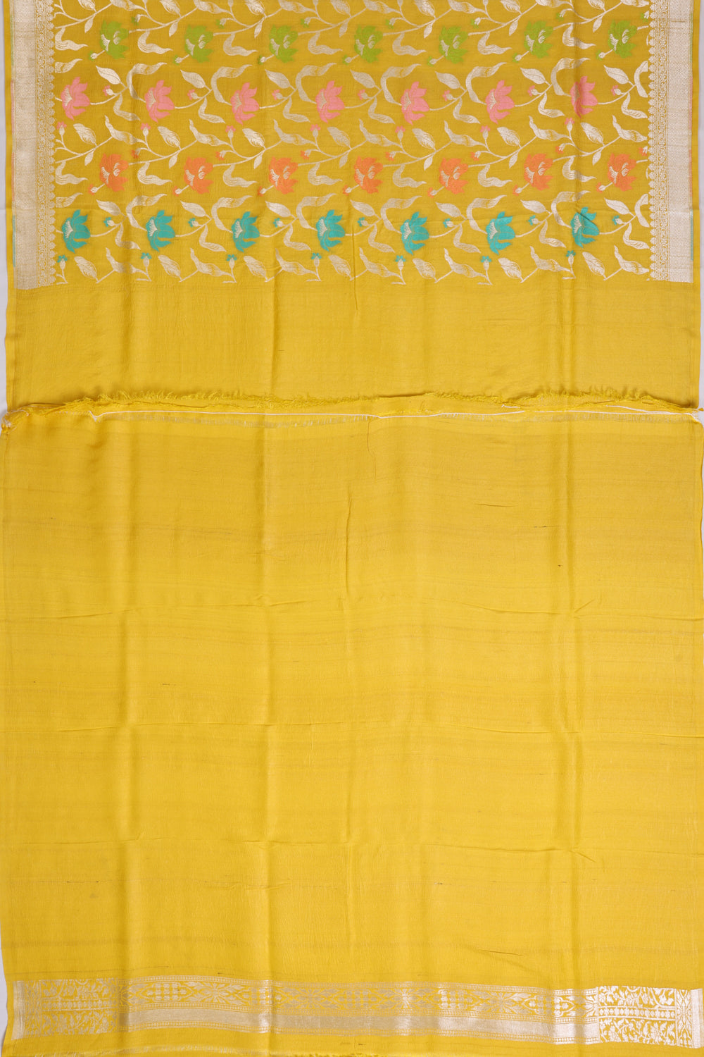 Banarasi Tussar Georgette Jaal Yellow Saree