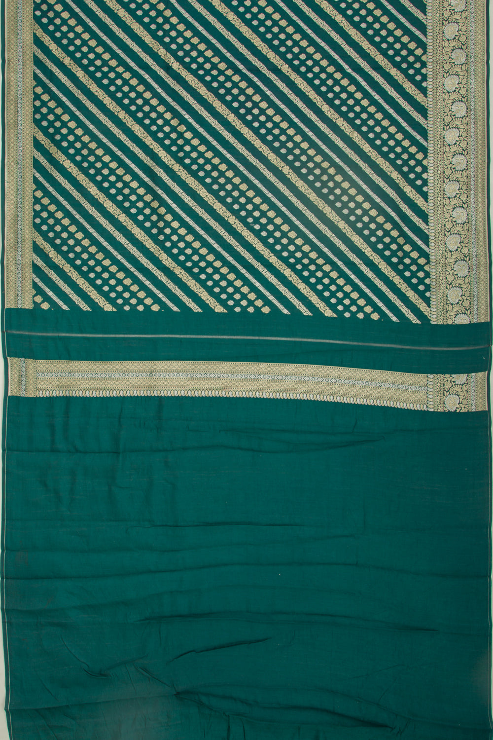 Banarasi Georgette Brocade Dark Green Saree