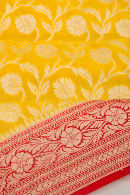 Banarasi Georgette Jaal Yellow Saree