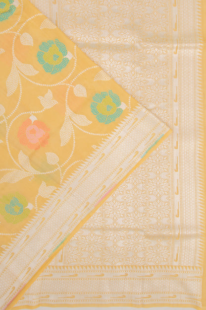 Banarasi Tussar Georgette Jaal Yellow Saree