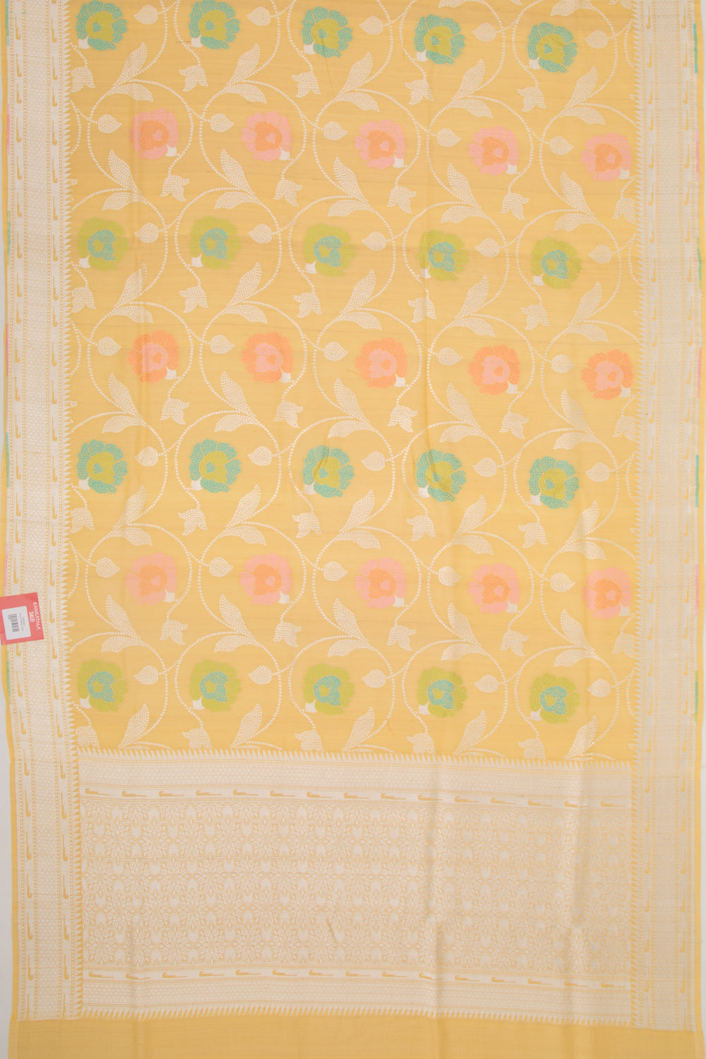 Banarasi Tussar Georgette Jaal Yellow Saree