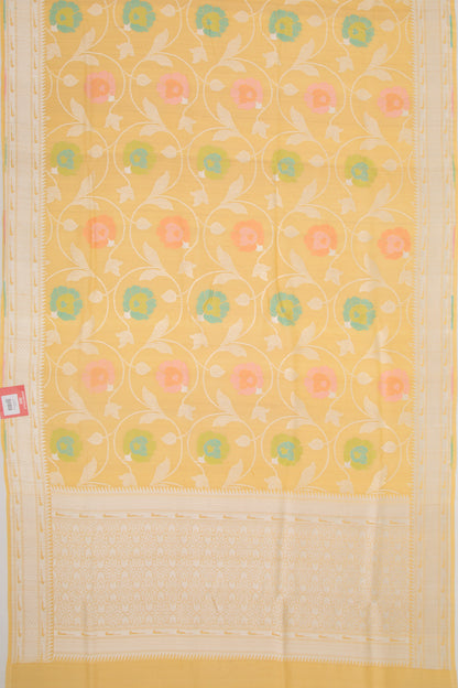 Banarasi Tussar Georgette Jaal Yellow Saree