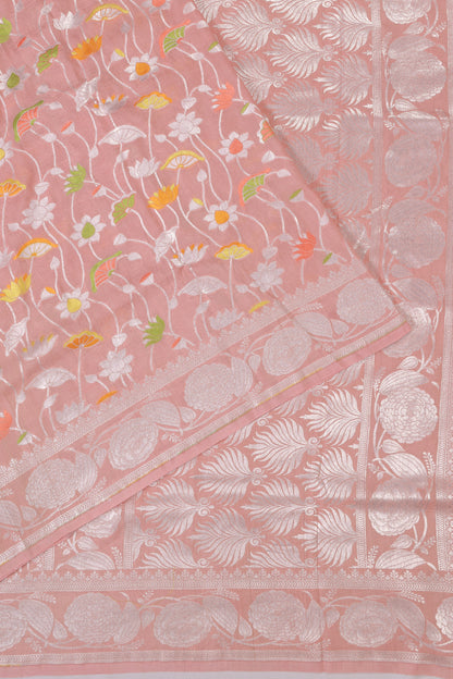 Banarasi Tussar Georgette Butta Peach Saree