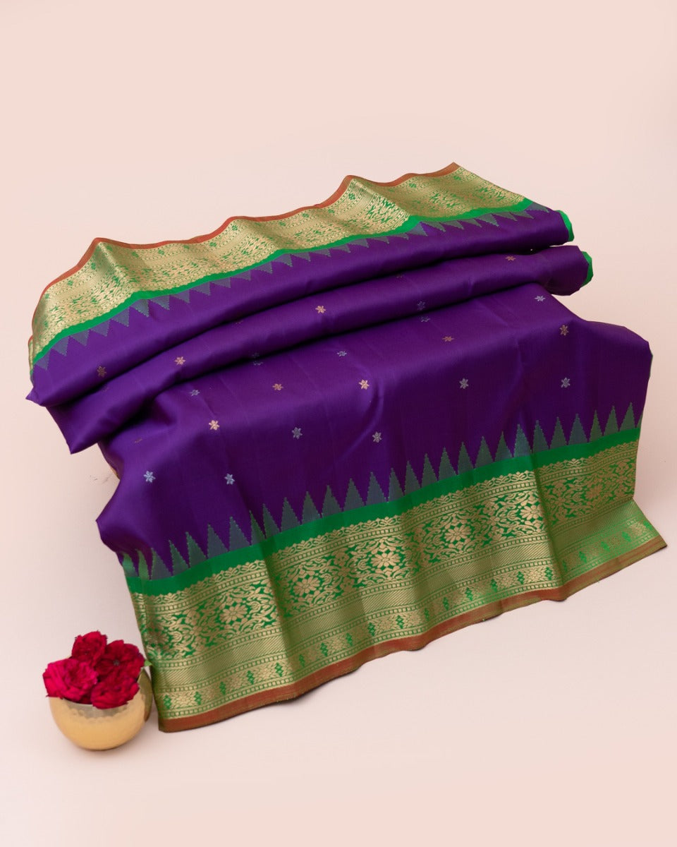 Gadwal Silk Butta Blue Saree