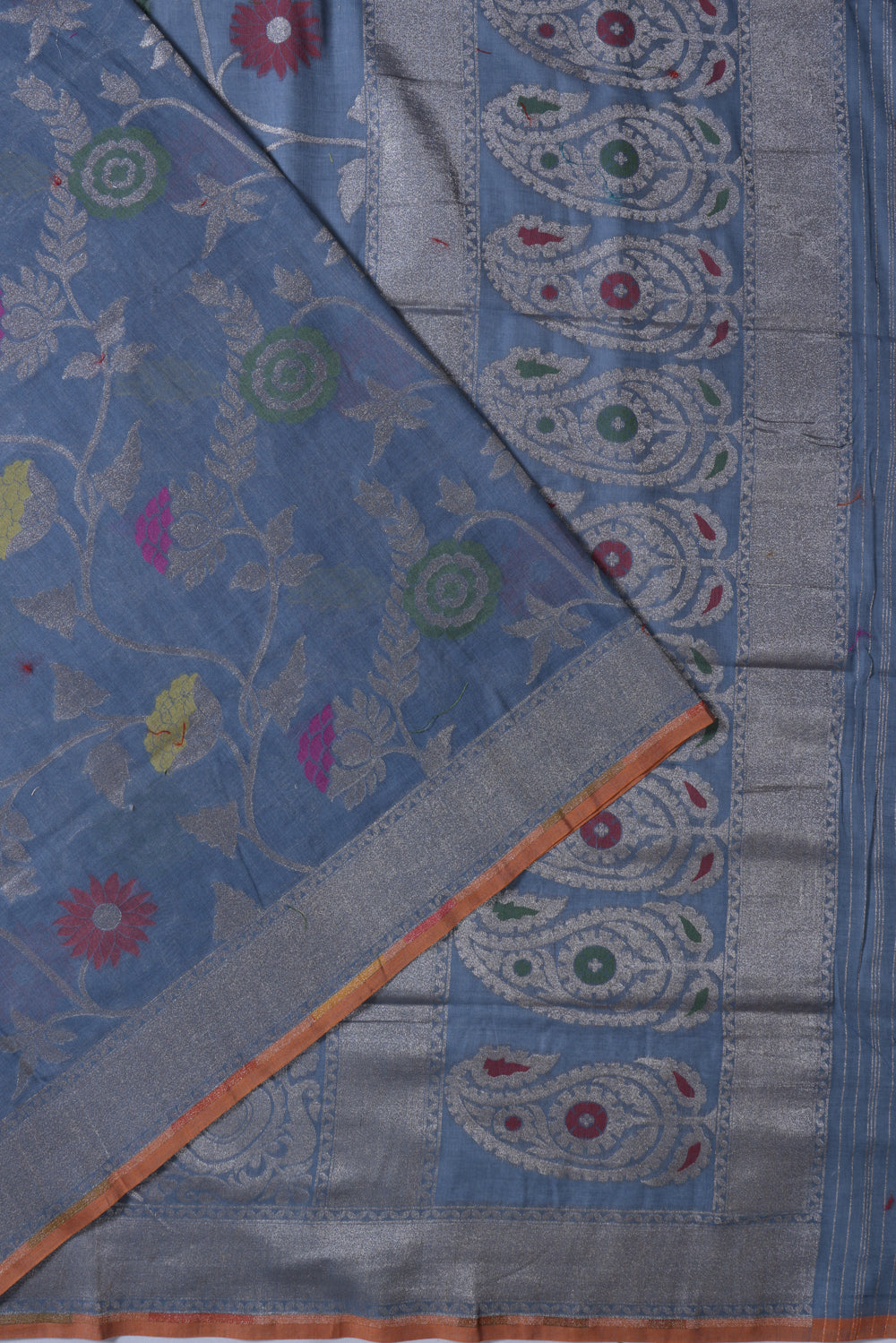 Banarasi Cotton Jaal Pastel Blue Saree