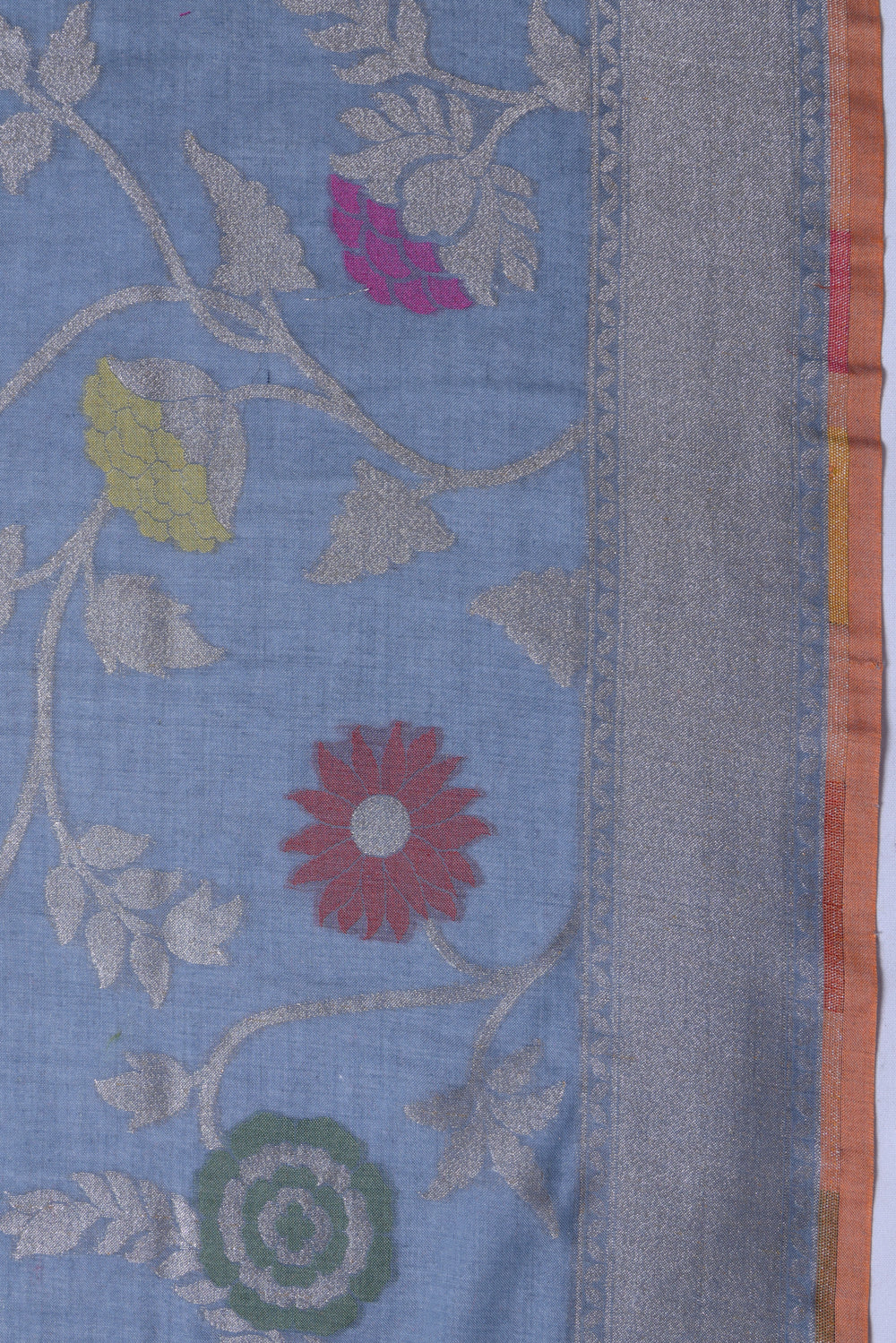 Banarasi Cotton Jaal Pastel Blue Saree