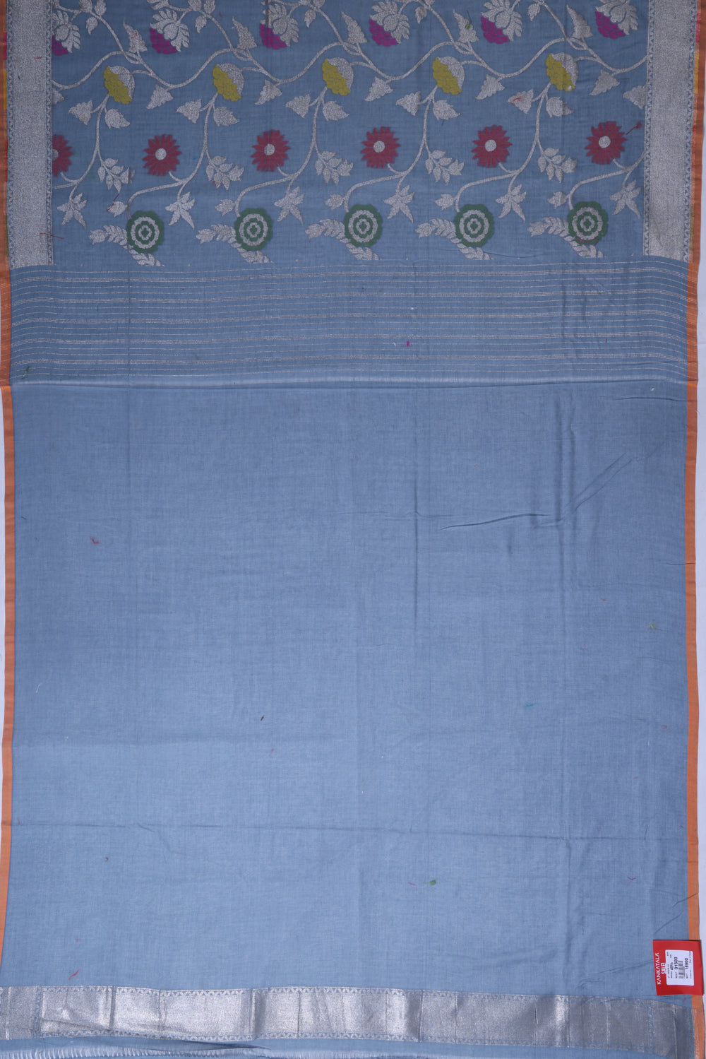 Banarasi Cotton Jaal Pastel Blue Saree