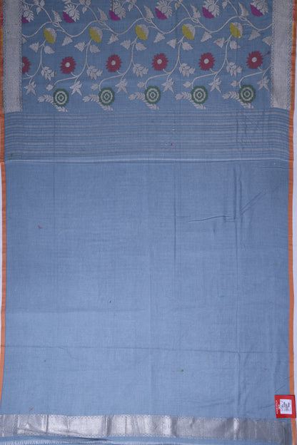 Banarasi Cotton Jaal Pastel Blue Saree