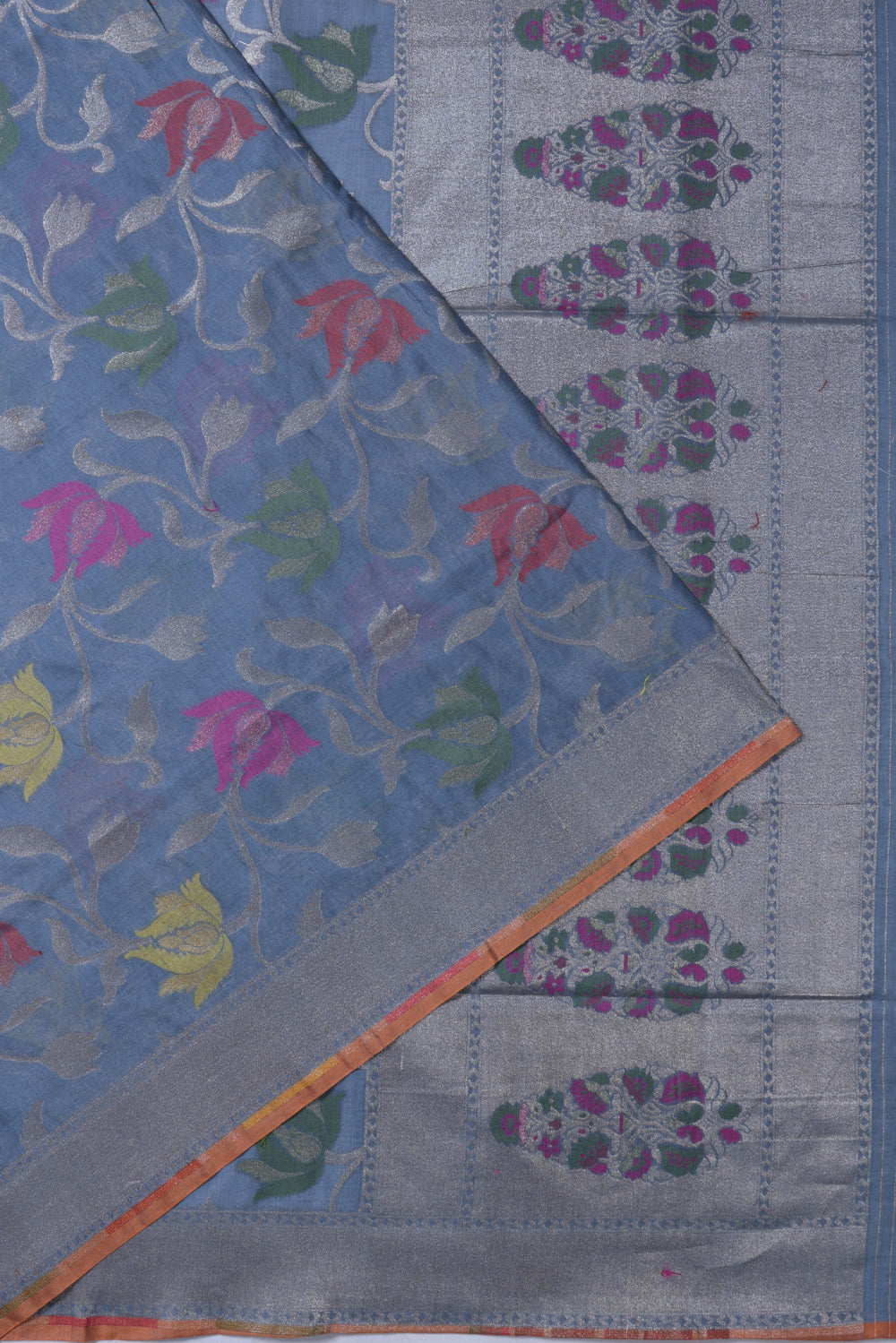 Banarasi Cotton Jaal Pastel Blue Saree