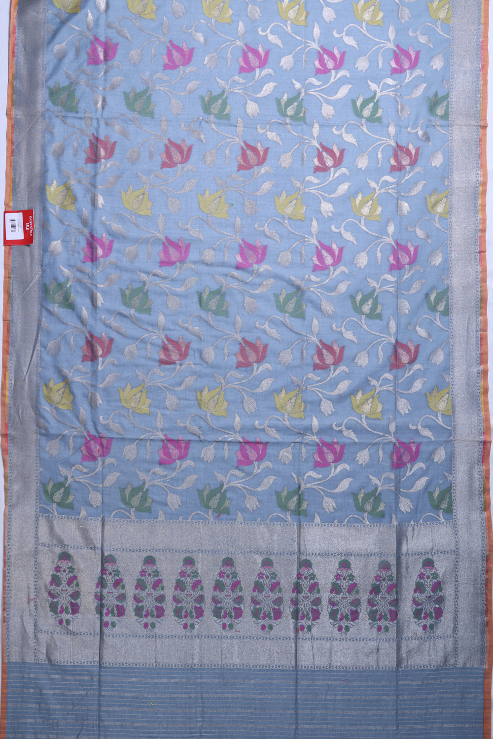 Banarasi Cotton Jaal Pastel Blue Saree