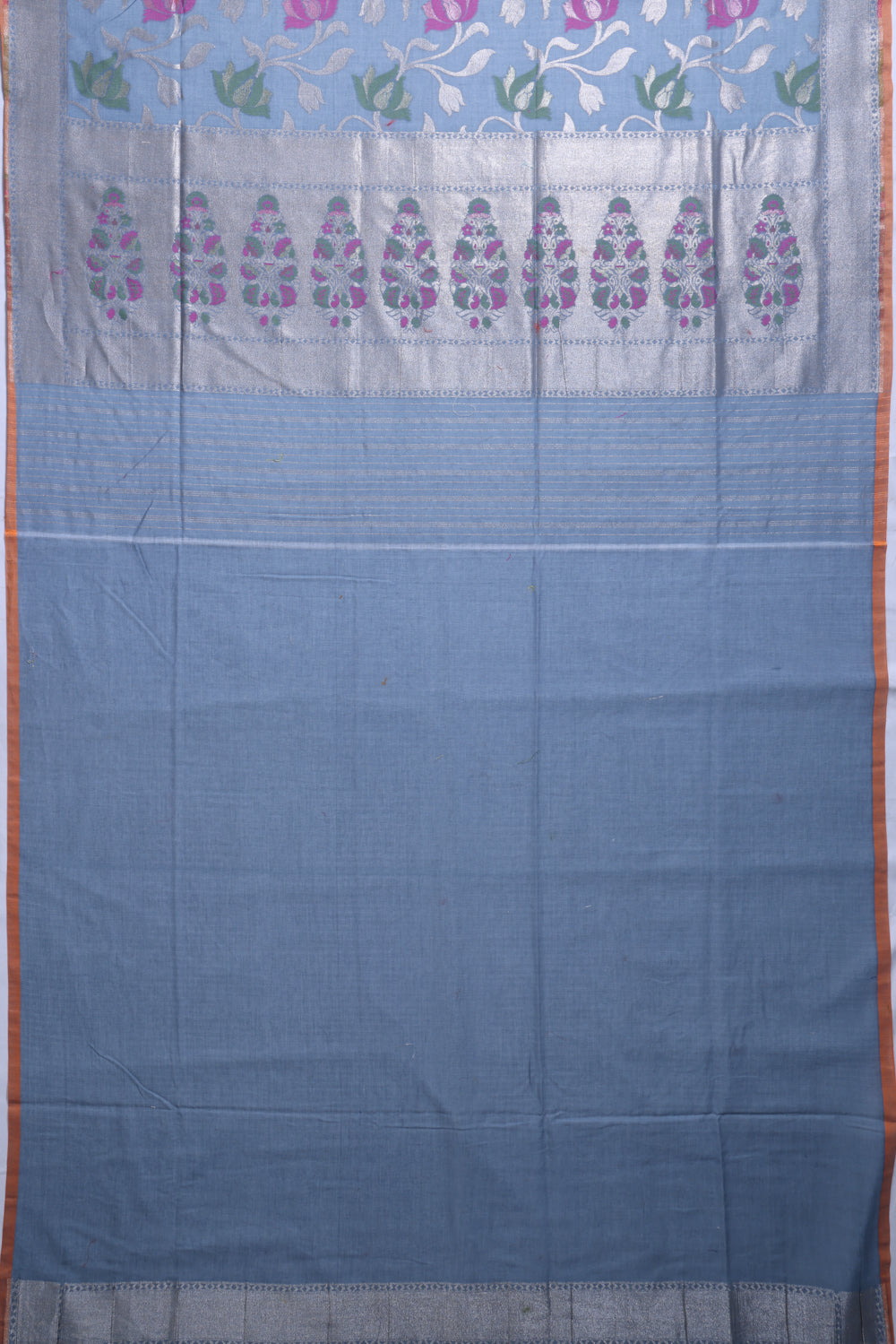 Banarasi Cotton Jaal Pastel Blue Saree