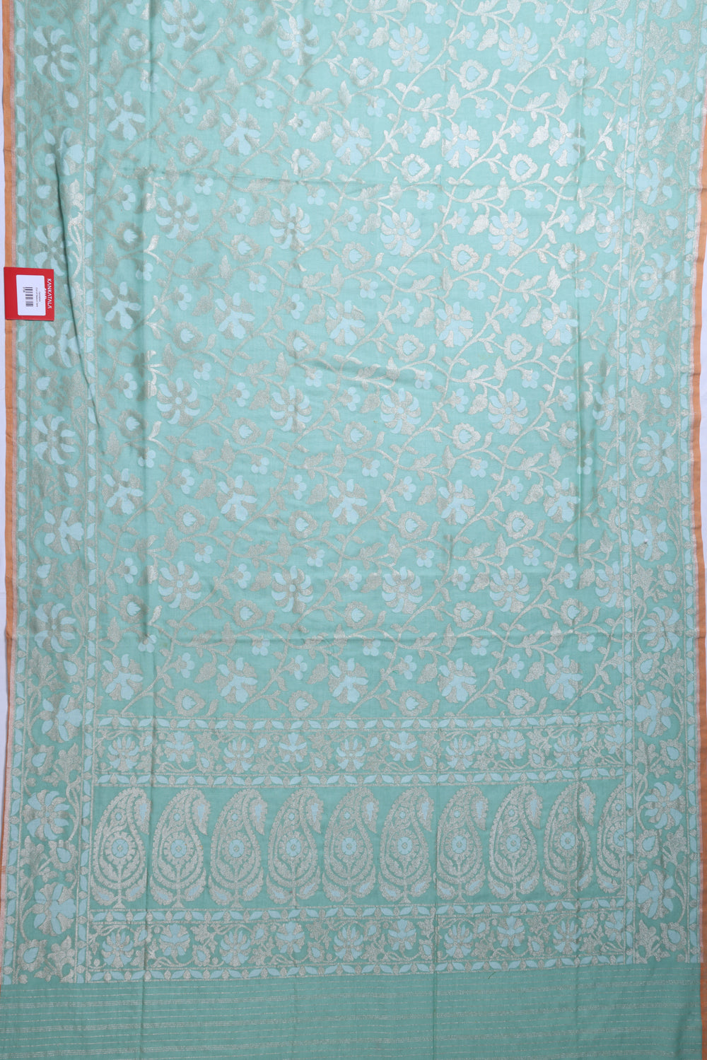 Banarasi Cotton Jaal Sea Green Saree