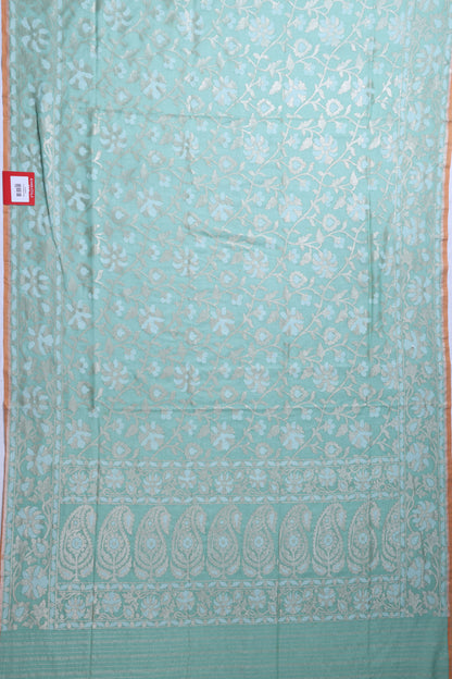 Banarasi Cotton Jaal Sea Green Saree