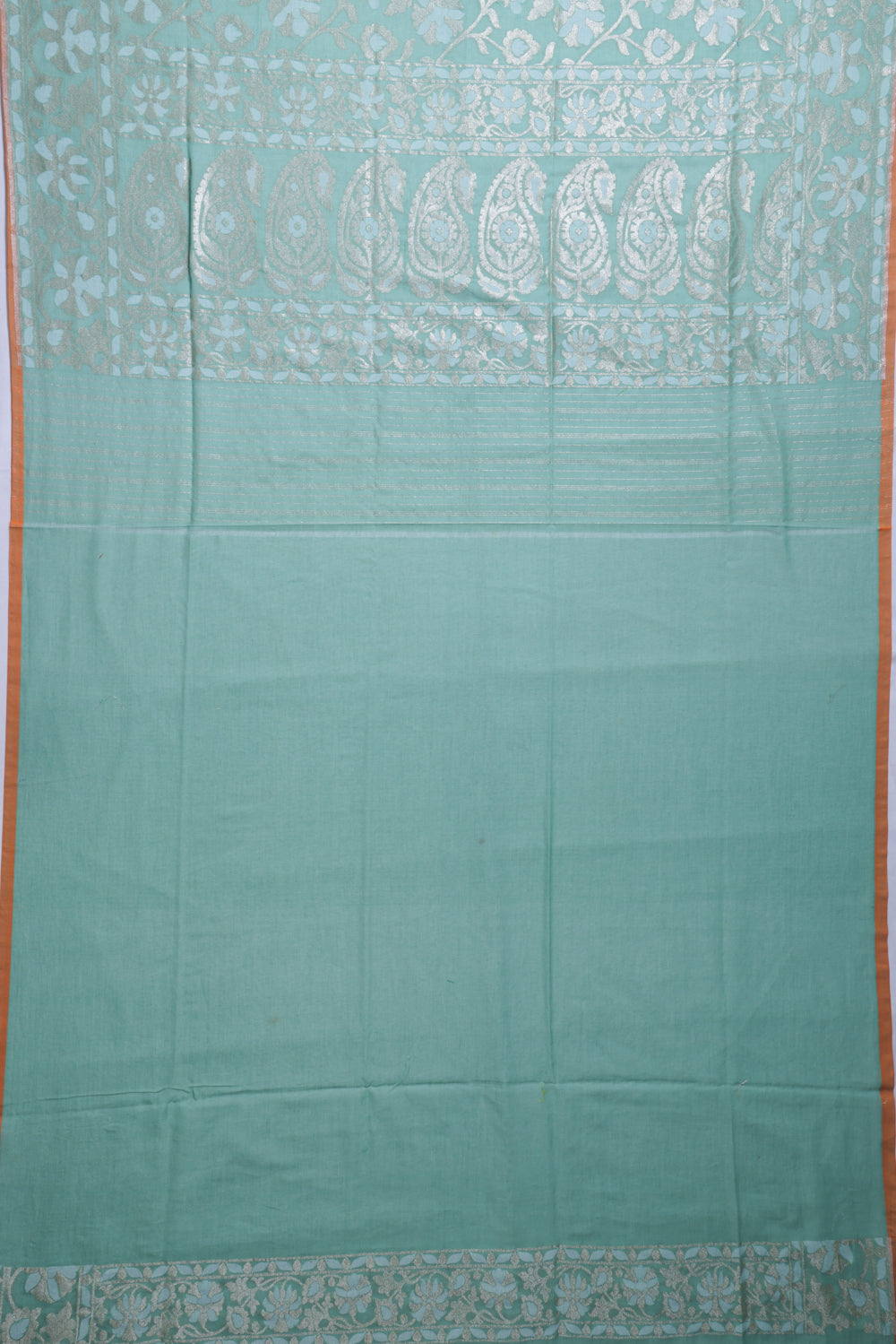 Banarasi Cotton Jaal Sea Green Saree