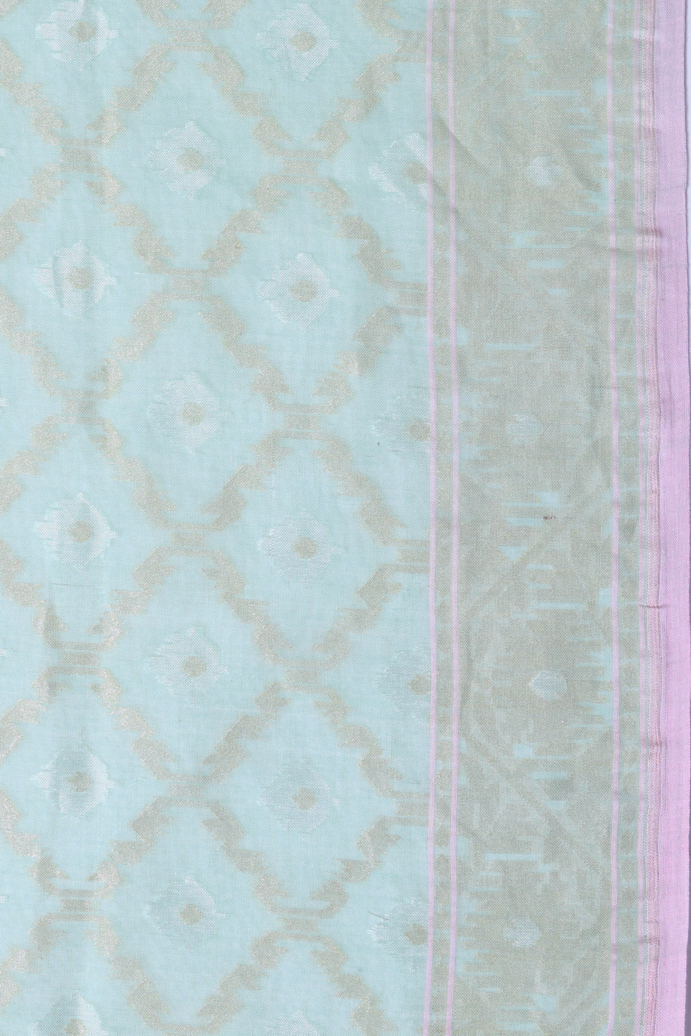 Banarasi Cotton Criss Cross Checks And Butta Blue Saree