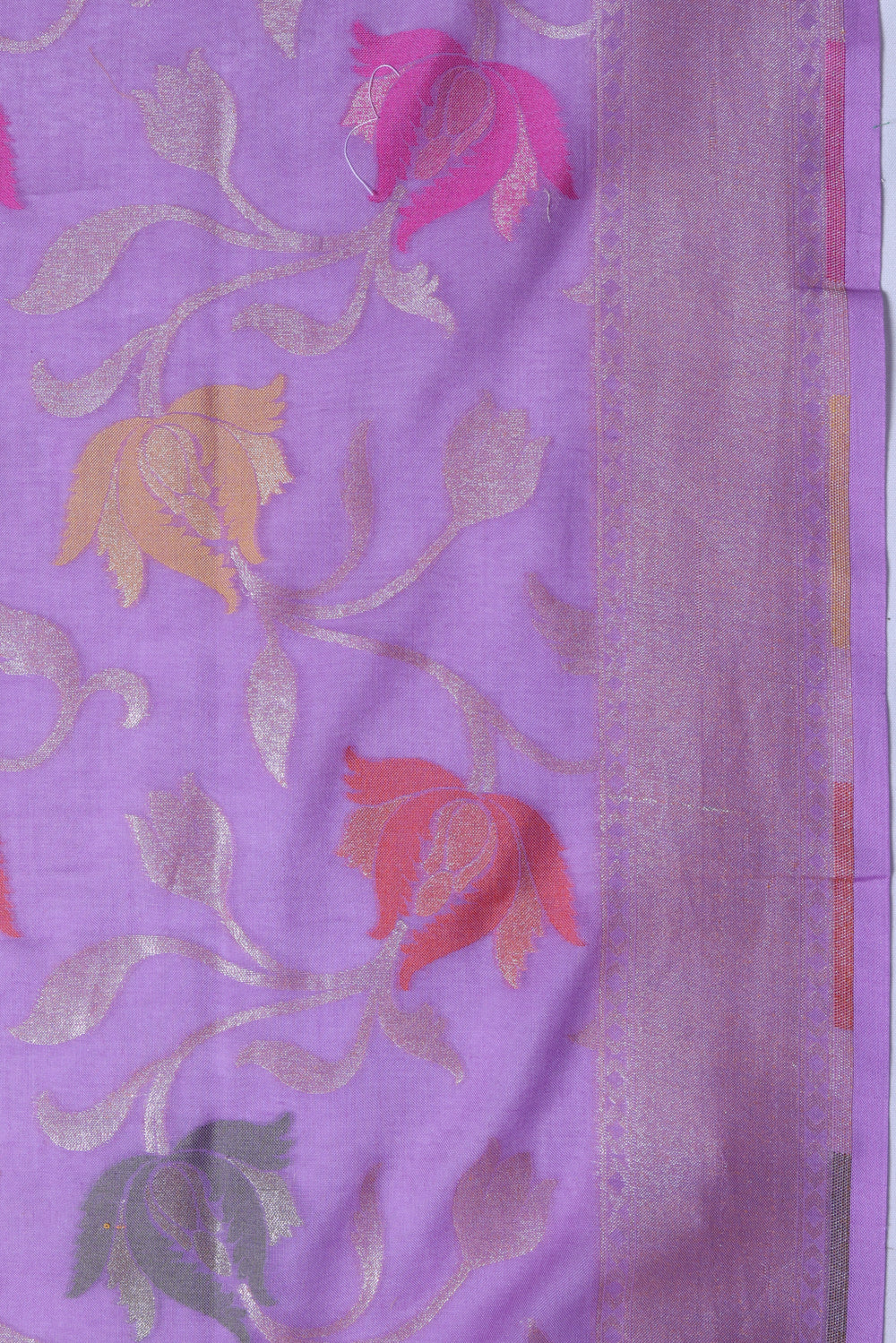 Banarasi Cotton Jaal Violet Saree